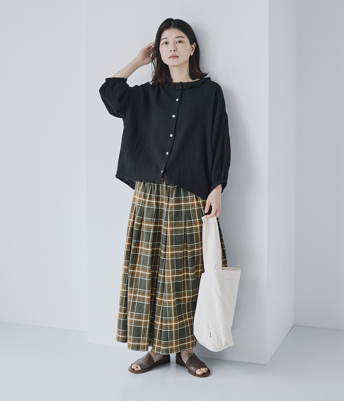 新品 タグ付き ！今季D*g*yコットンオックスチェックワイドタックパンツ 送料無料】 D*g*y コットンオックス チェック パンツ 春 夏 秋