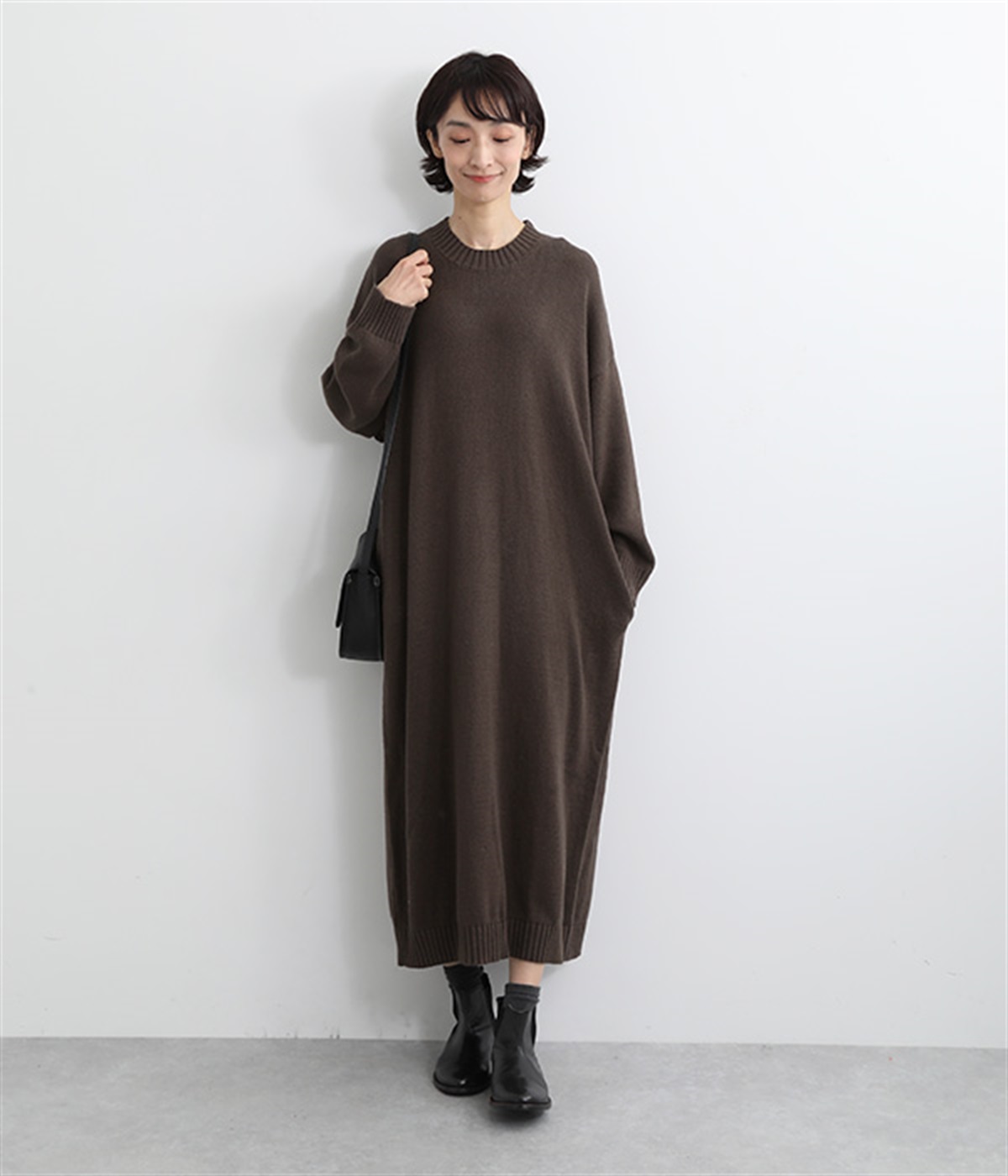 年内お値下げ中⑫23区サイズ46 リネンニット ワンピース＆ロングカーディガン リネンライクレイヤードスタイルワンピース | ロングワンピース