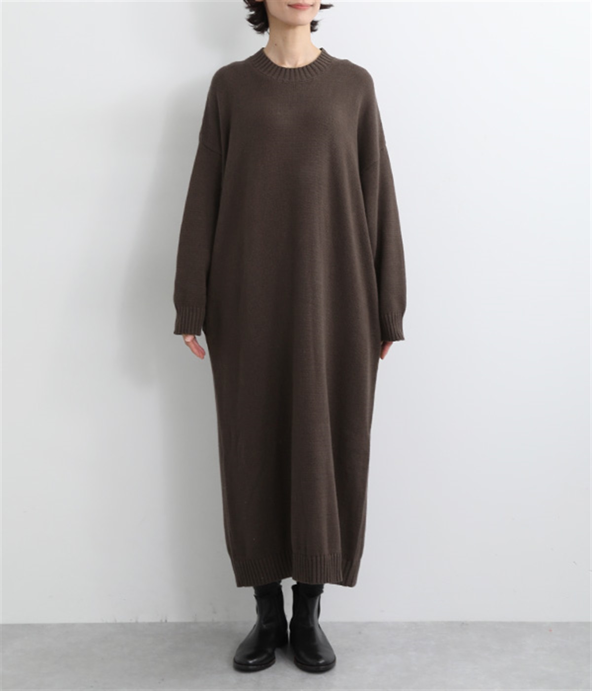 ネイチャーズ ヤク100%ニットワンピース ブラウン S カジュアル