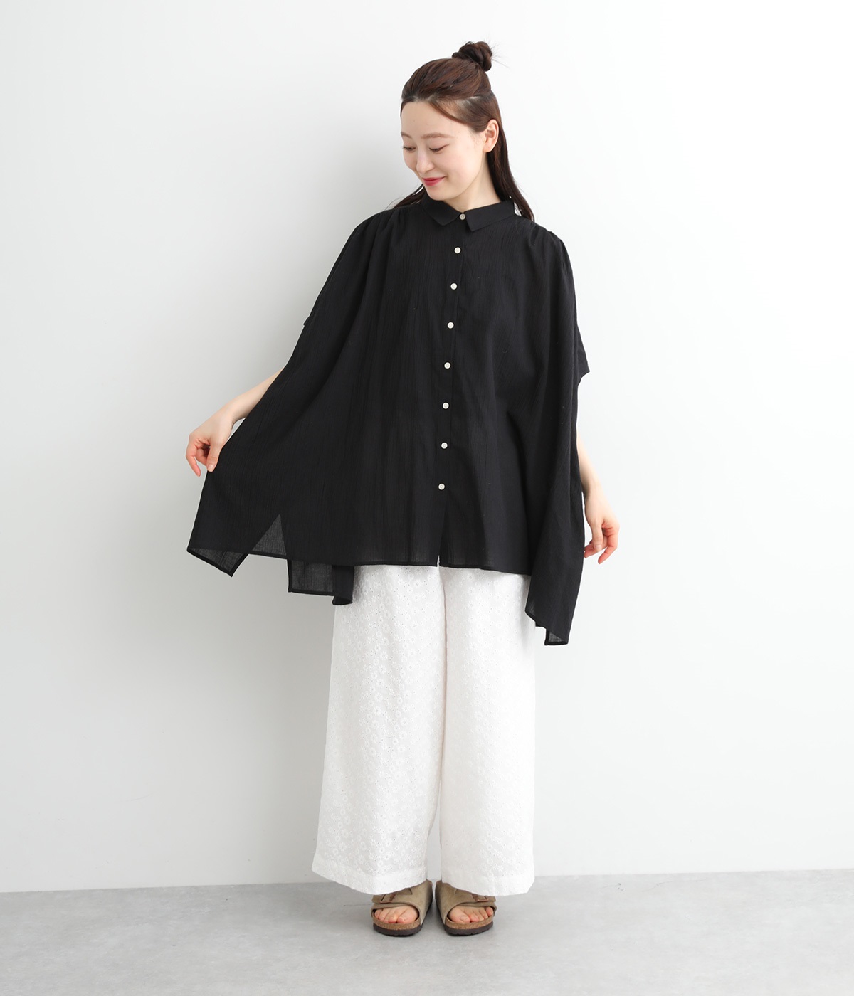 noremid ブラック刺繍ワイドパンツ NoREMID ブラック ワイドパンツ - メルカリ