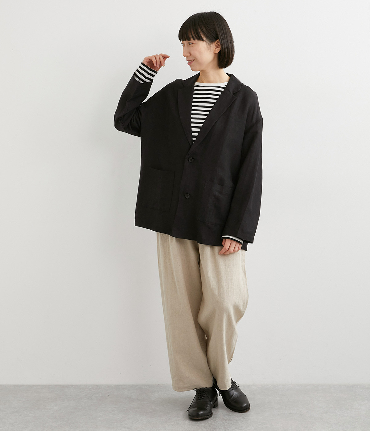 オ*ン様 ハンティングワールド テーラードジャケット シルクリネン 3B ライト 接触冷感】テンセルライトリネン ビッグジャケット / uncrave