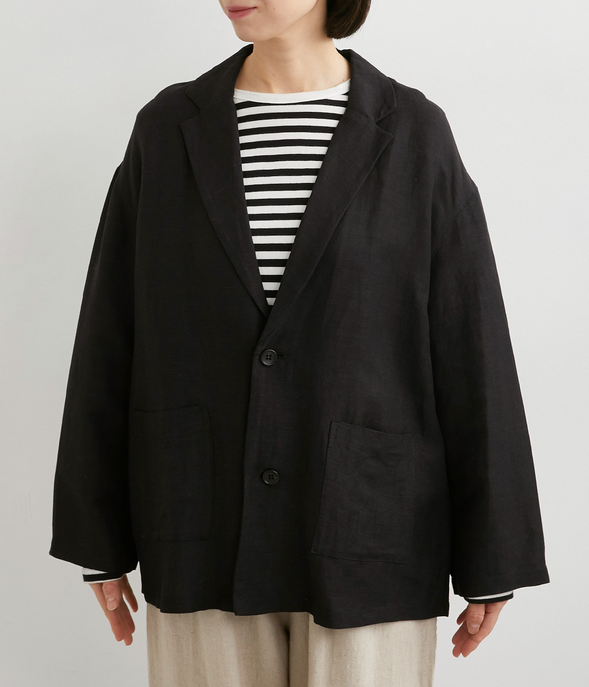 美品 ARTS&SCIENCE 製品染め ブラックリネン テーラードジャケット 美品 ARTS&SCIENCE 製品染め ブラックリネン テーラード