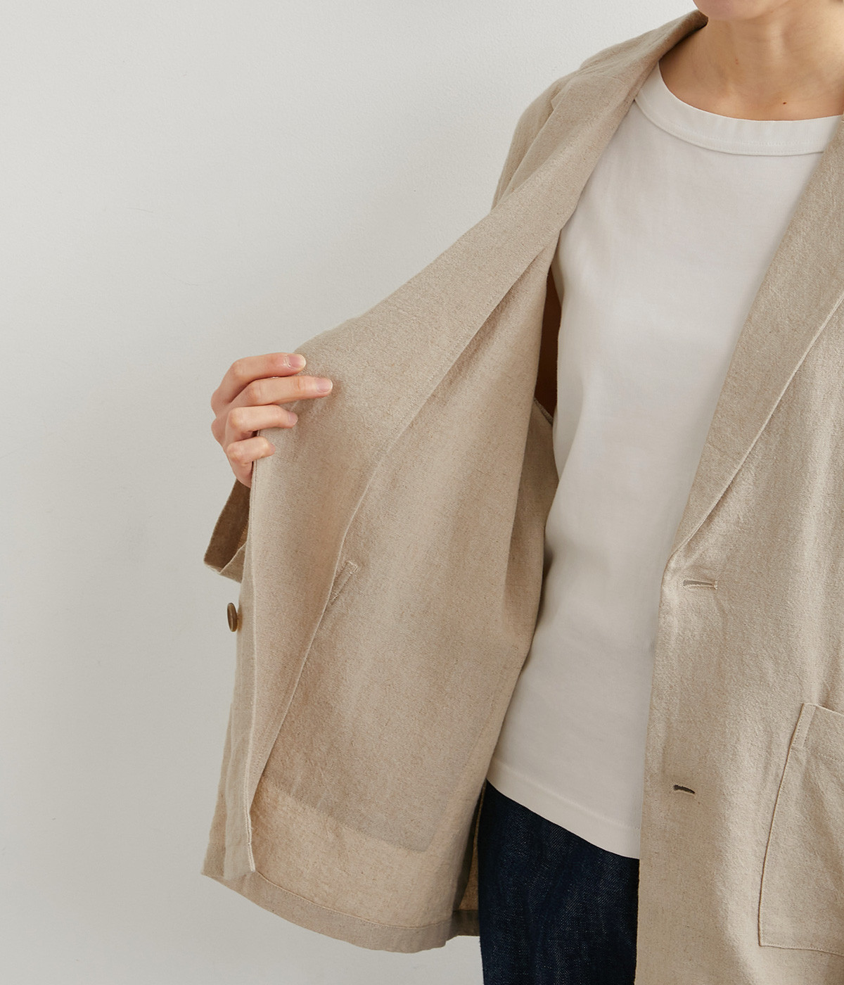 オ*ン様 ハンティングワールド テーラードジャケット シルクリネン 3B ライト セール】ウールリネンシルク シングルブレステッド3Bジャケット