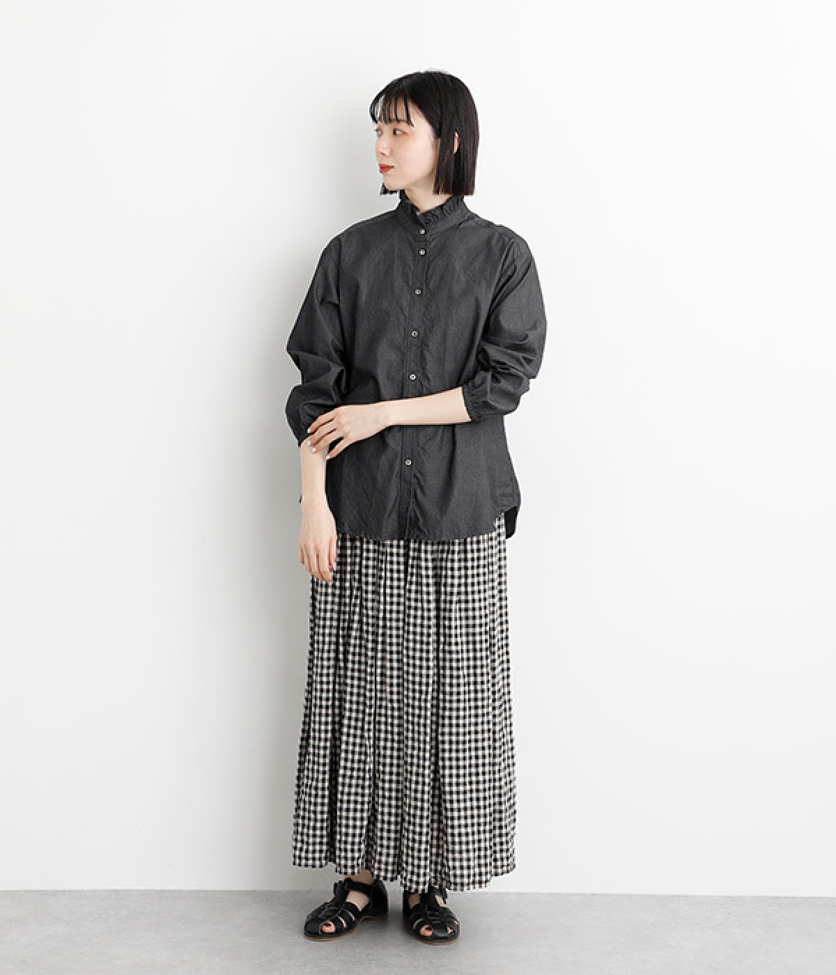 4ozデニム フリルシャツ（DIARIES）の商品詳細