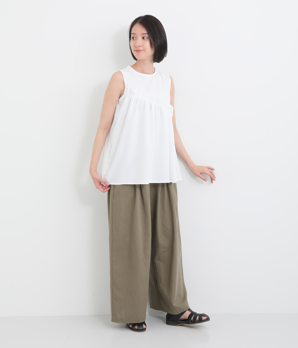 未使用 定価4.4万 フランネル Phlannel シルク混サロペットスカート 1  