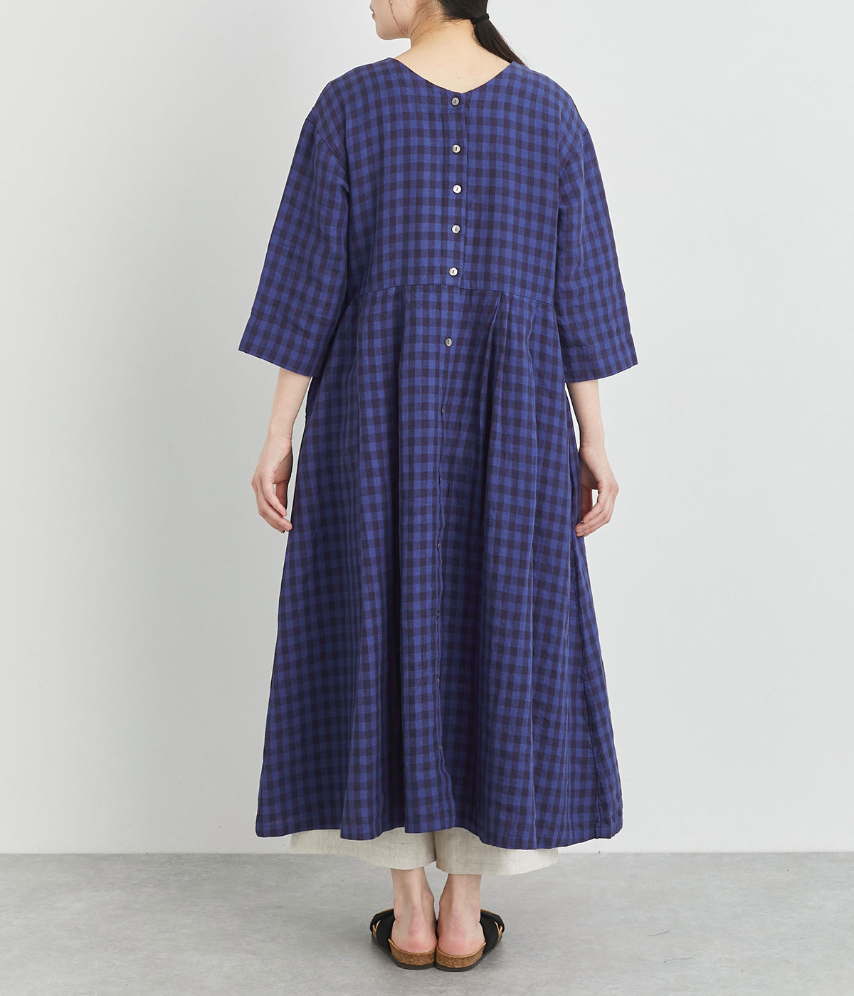 ★新品★ ドゥロワー　ワンピース　リネン100%　ギンガムチェック　36 ☆新品☆ ドゥロワー ワンピース リネン100% ギンガムチェック