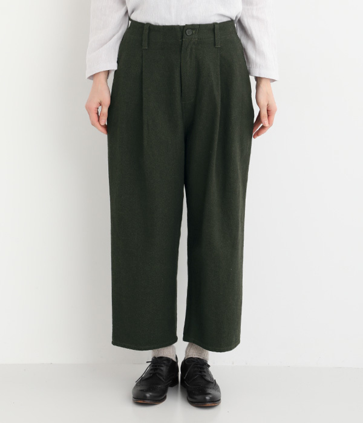 2025MHL コットンリネンパンツ タックパンツ ワイドパンツ コットンパンツ リネンミックス ワイドタックパンツ / 2color | ness.