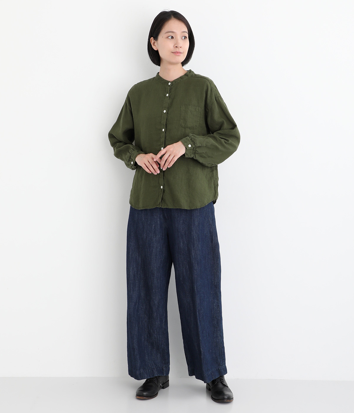SUN VALLEY⚪︎。リネン 平織 ビッグシャツ SUN VALLEY [公式ストア] サンバレー / 製品染め オックス ちび