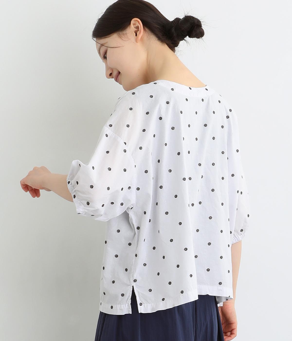 [公式ストア] SUN VALLEY サンバレー / 製品染め コットン ローン 総柄刺繍 ドット 2WAY ブラウス コットンローン総柄刺繍ドット柄日本製品染2wayブラウス（SUN