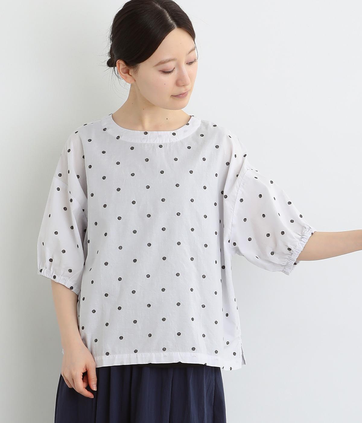 [公式ストア] SUN VALLEY サンバレー / 製品染め コットン ローン 総柄刺繍 ドット 2WAY ブラウス コットンローン総柄刺繍ドット柄日本製品染2wayブラウス（SUN