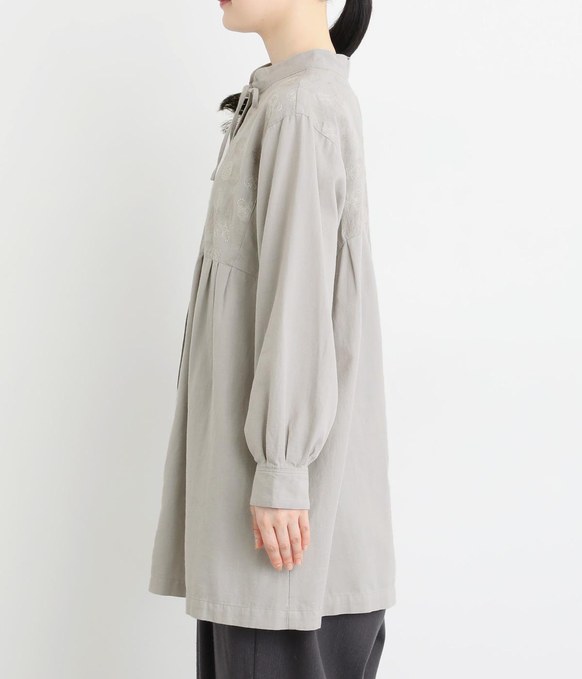 新品タグ付⭐︎ パールボタン前後リネンチュニック tukuroi by SUN VALLEY】コットンリネンツイルボタニカル刺繍前後2way