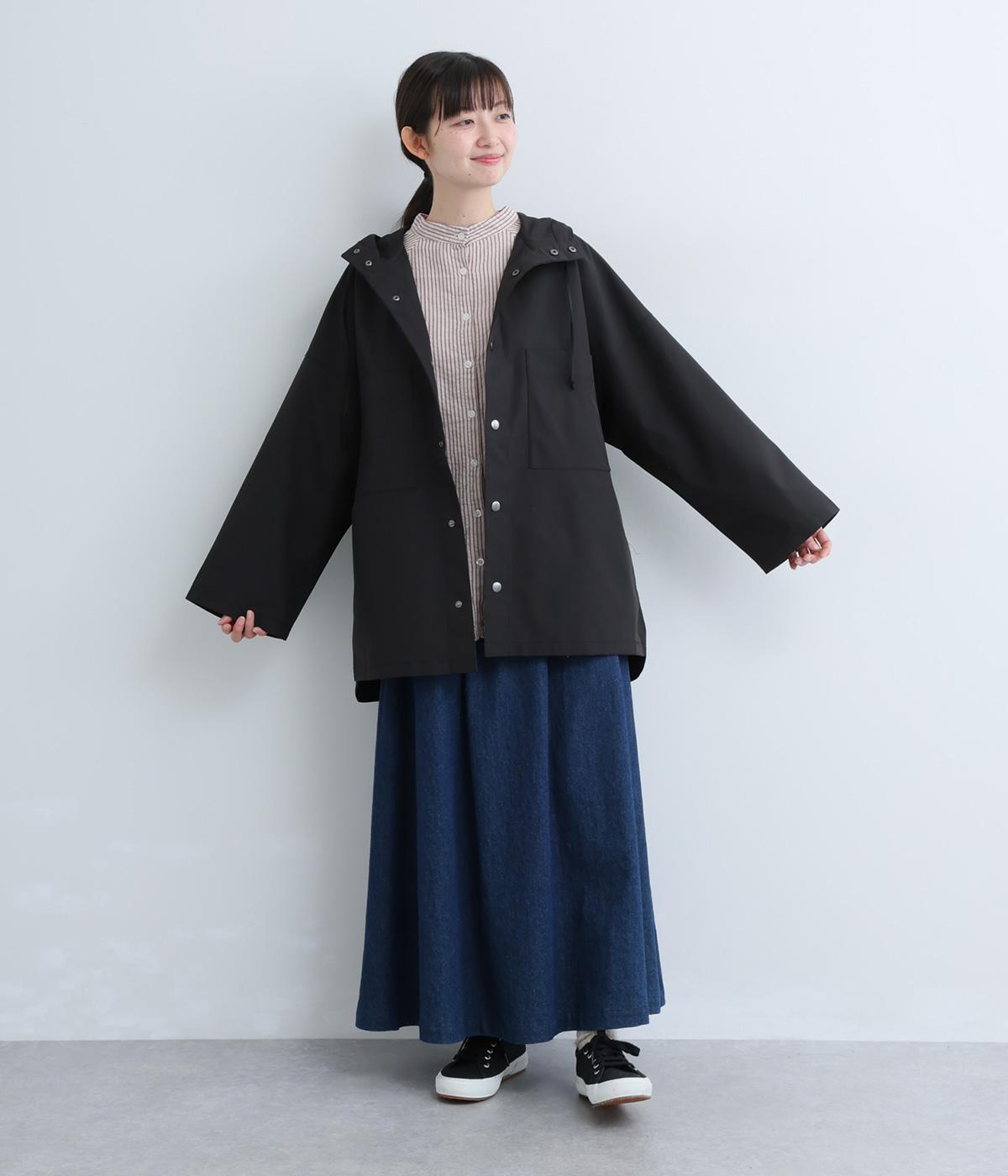 オックスストライプ日本製品染前後2way切替ギャザー長袖ブラウス（SUN