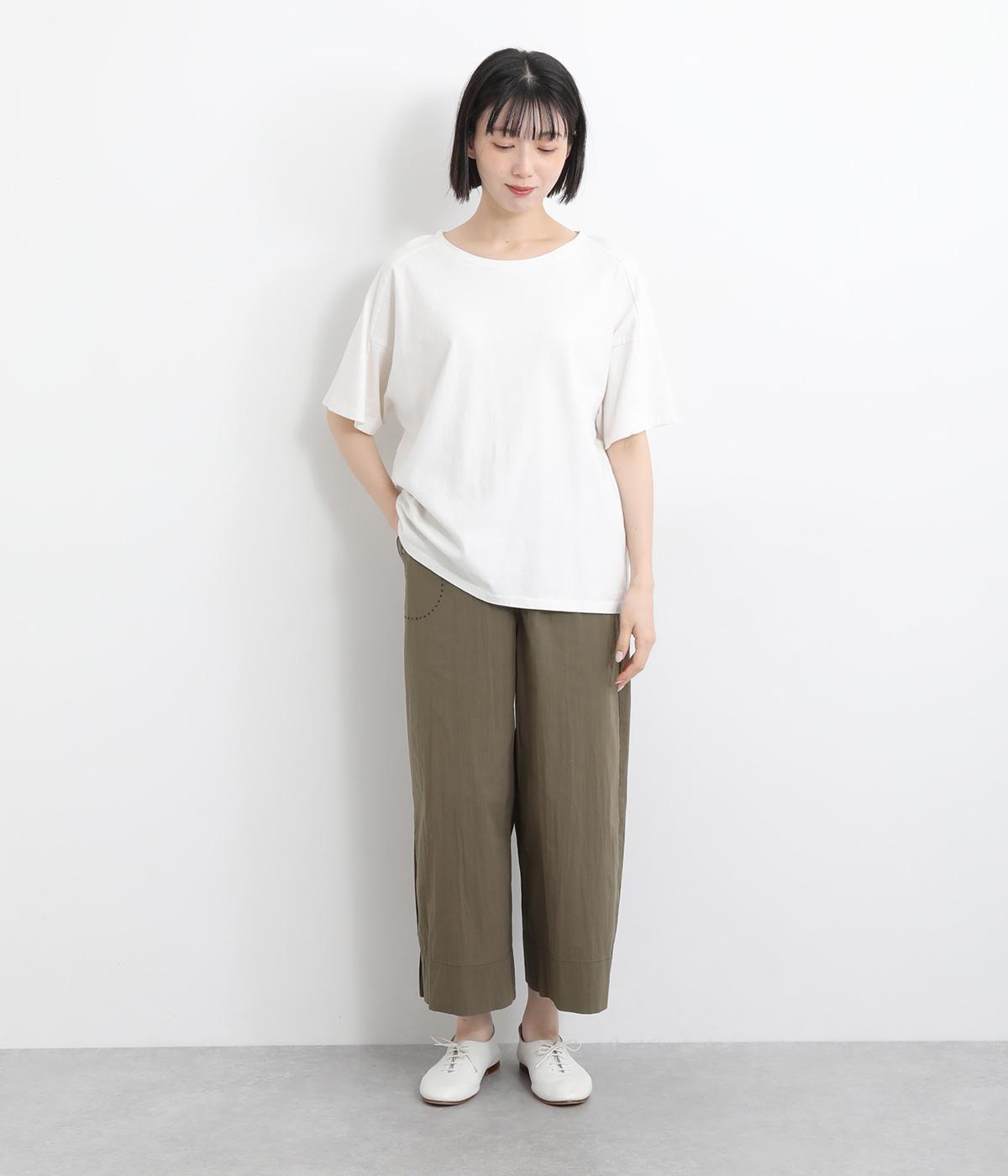 コットンナイロンストレッチ スカラップ刺繍ワイドパンツ（SUPER