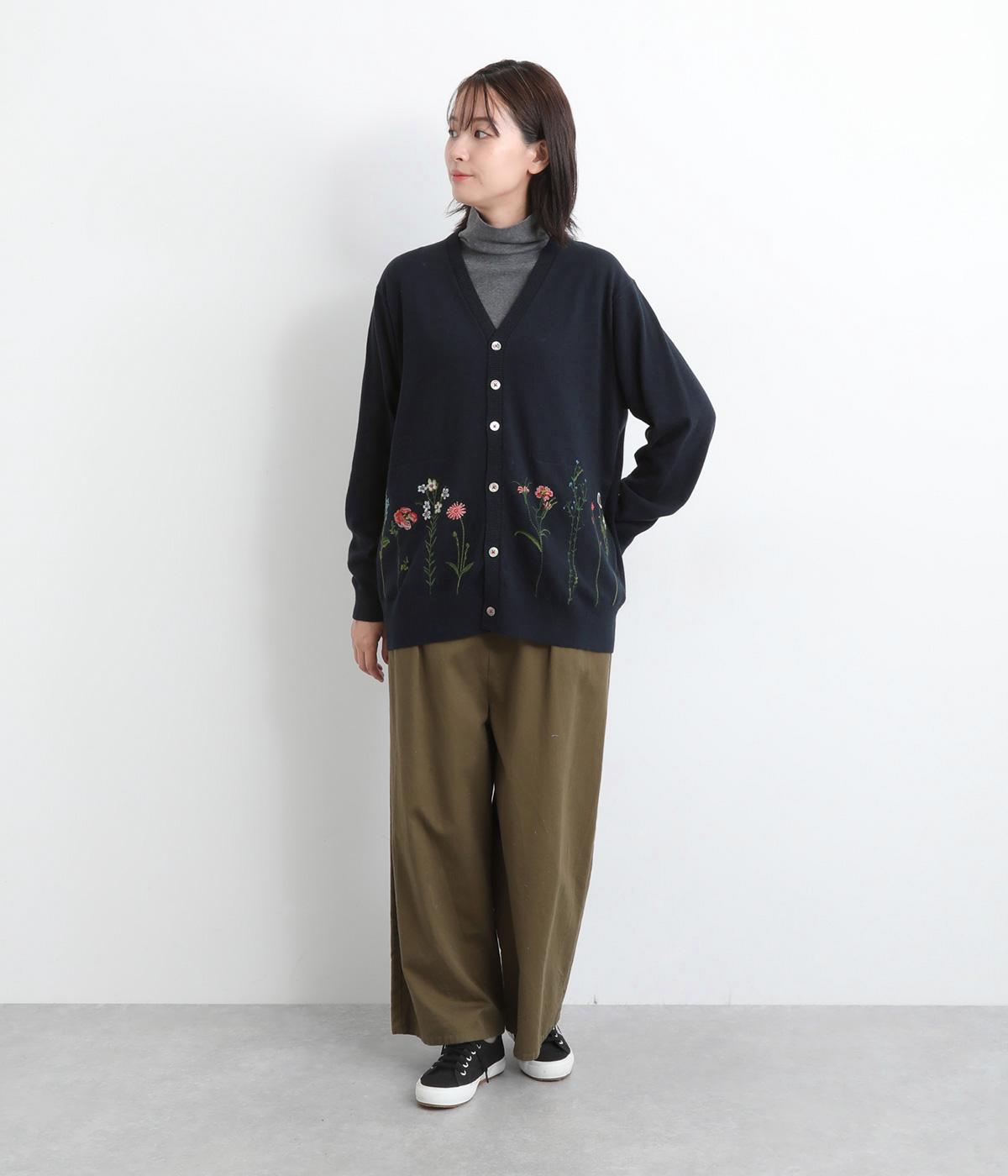 ブルームアレイ刺繍コットンニットロングカーディガン（SUPER HAKKA