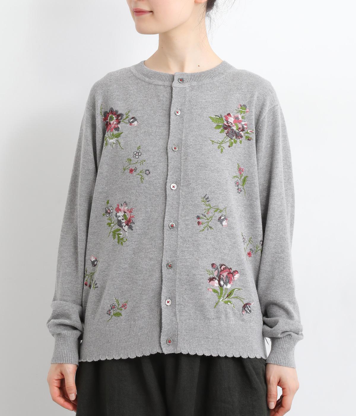 フローティングブーケ刺繍コットンニットカーディガン（SUPER HAKKA