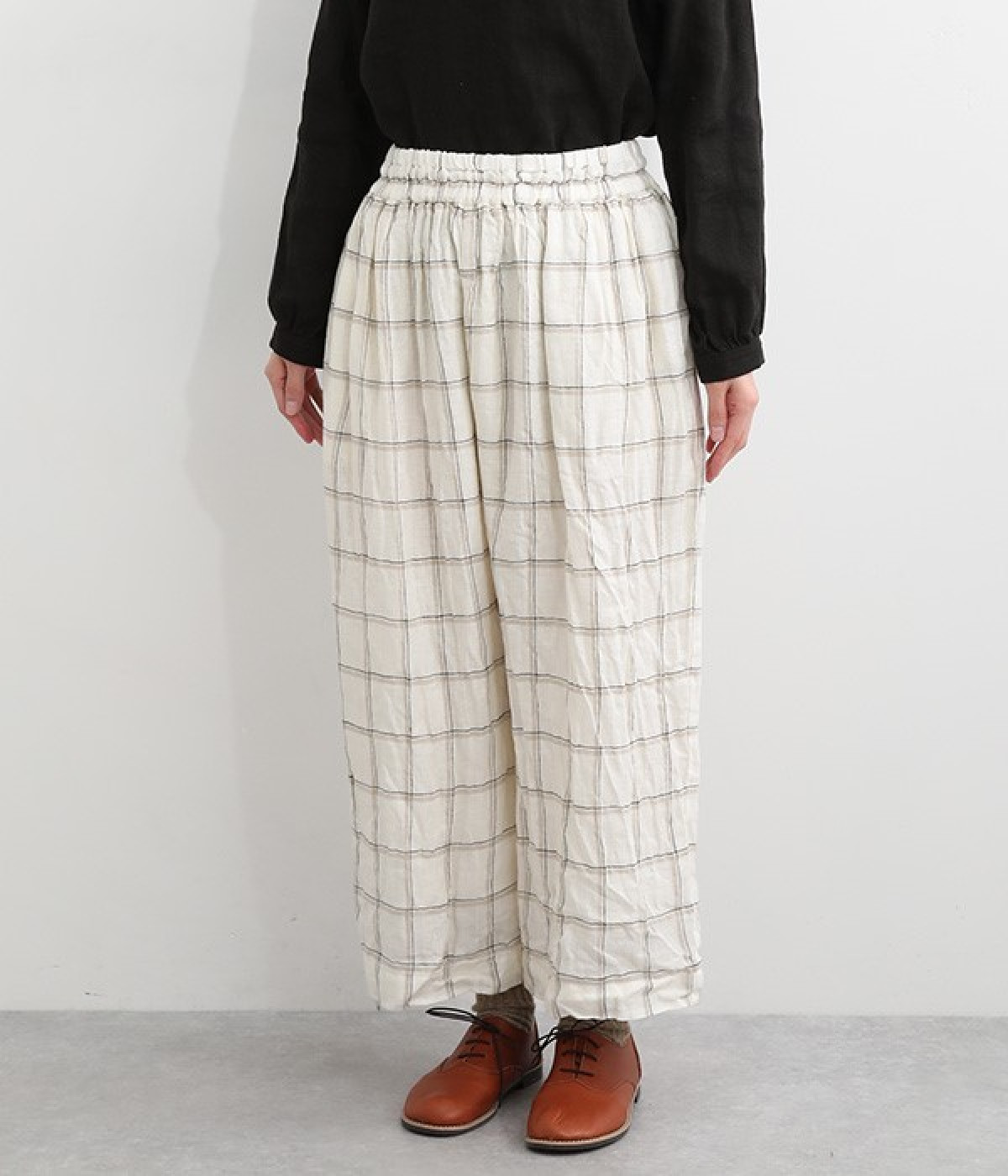 ichiAntiquités  Check Sarrouel Pants Unused 2023 Ichi Antiquites Linen Striped Sarouel Pants