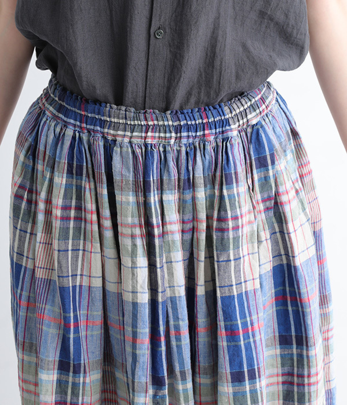 ichi Antiquites︎♥︎リネンチェックスカート iCHi Antiquites(イチアンティークス) タータンチェックリネン