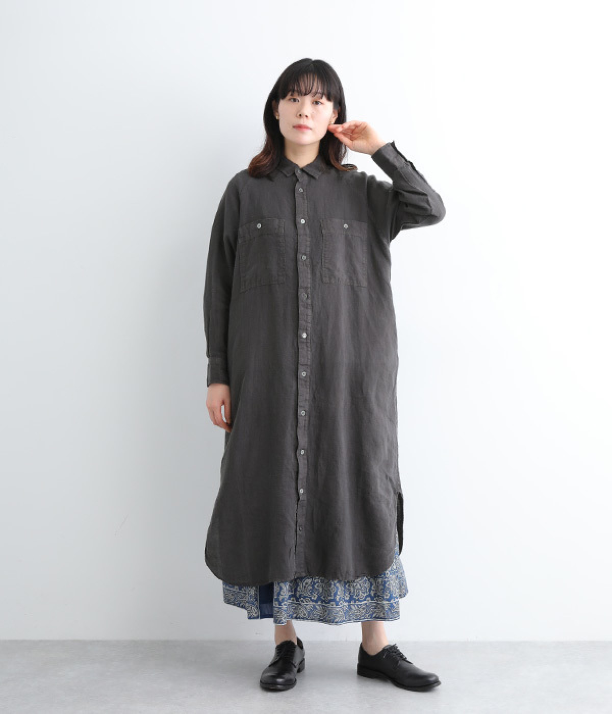リネンキャンバスオーバーダイドレス（ICHI Antiquites）の商品詳細