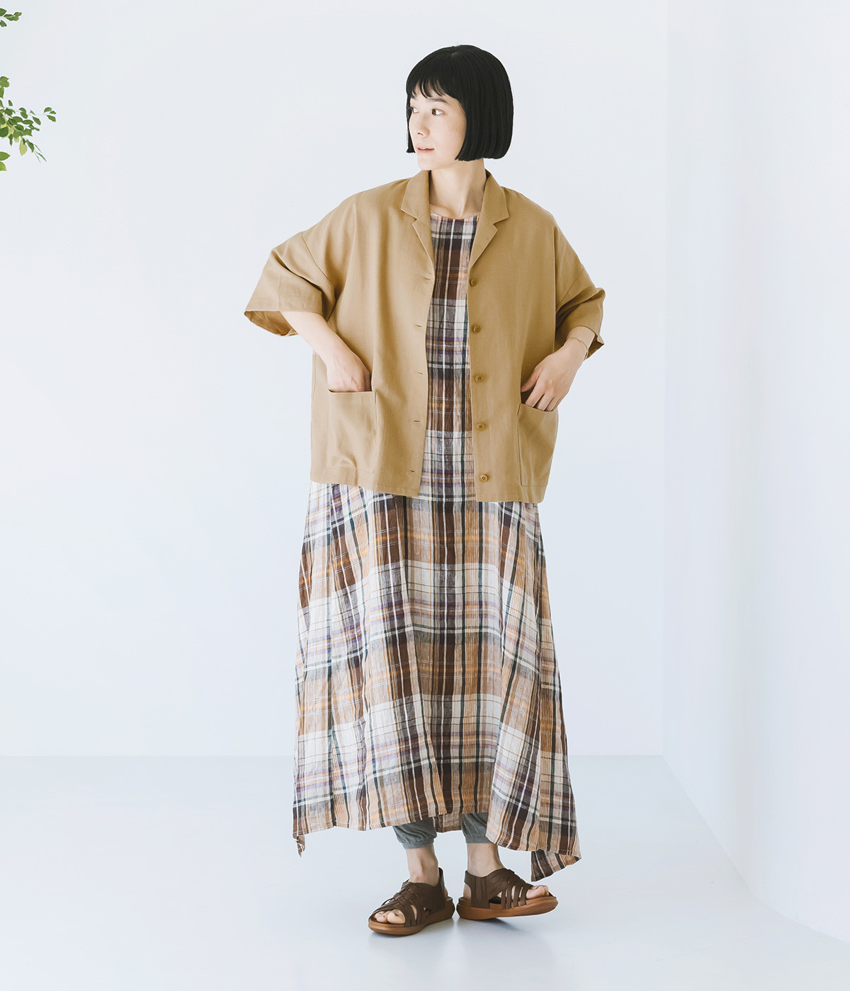 コットンリネンチェックドレス コットンリネンチェックドレス（ドレス）｜BLUE LABEL