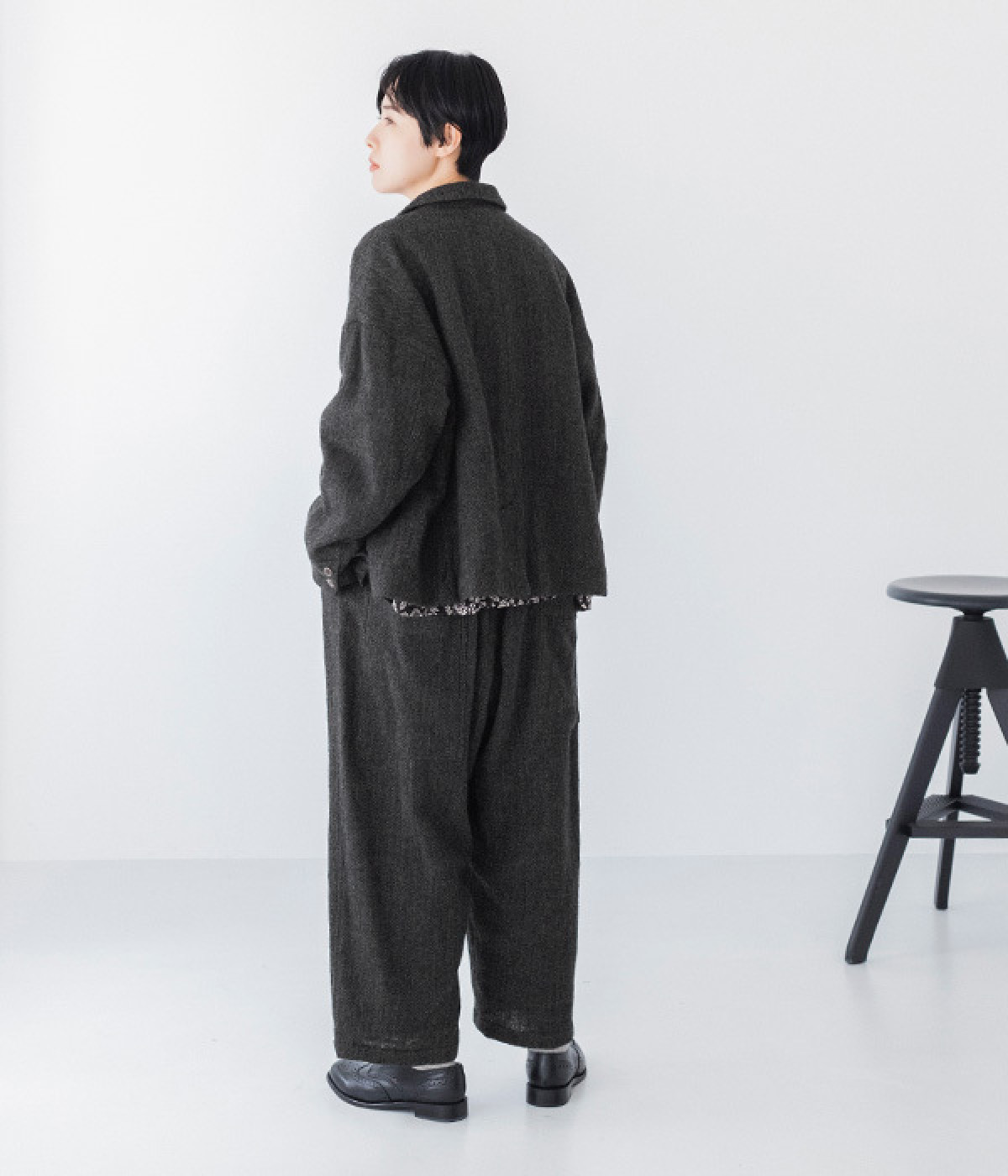 【値下げしました】　ichi ウールヘリンボンパンツ　黒 ウールへリンボンパンツ（ICHI Antiquites）の商品詳細