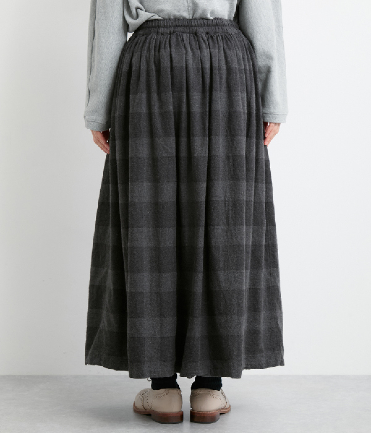 シャトルイチアンティークス　ウールコットンスカート ICHI Antiquites (イチアンティークス) リネンウール タータンチェック