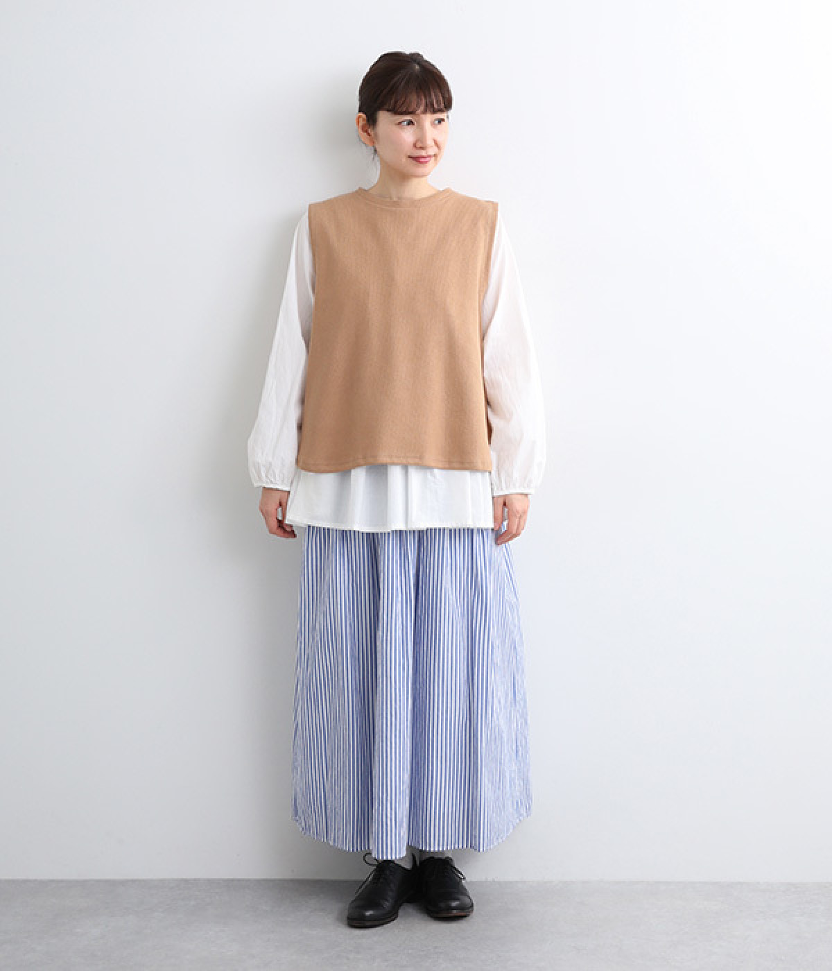 ICHI イチ　コットンリネン　ストライプ　ロングスカート　ナチュラル　美品 コットンリネンストライプ スカート（ichi）の商品詳細