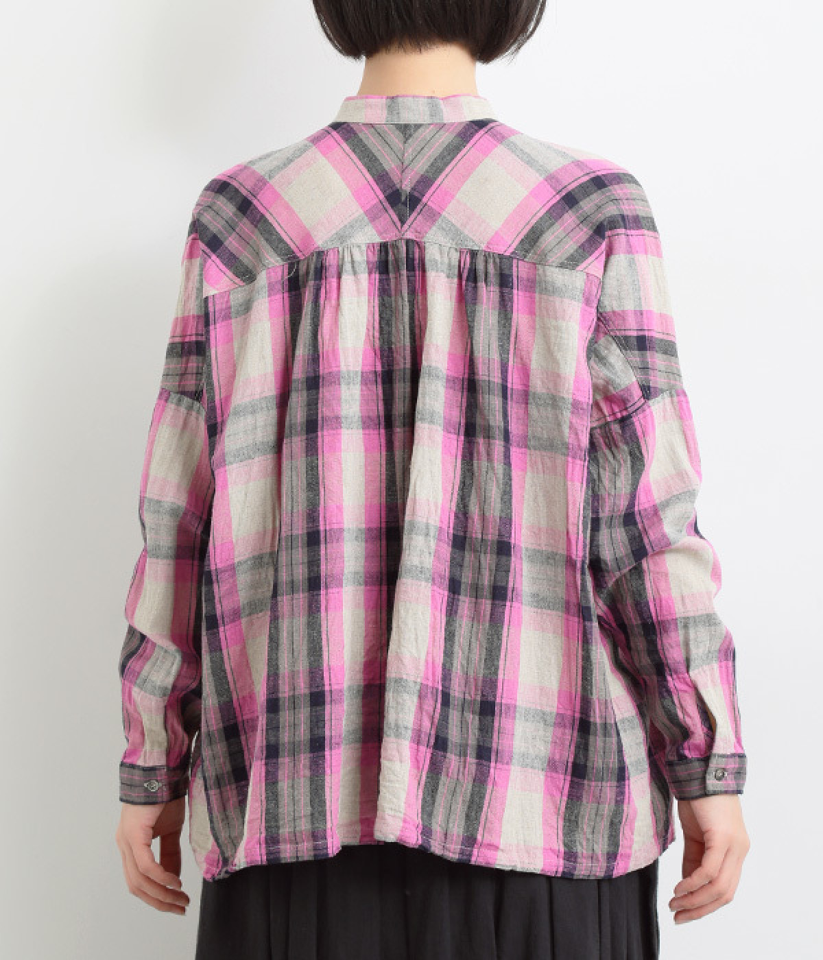 ichi Antiquites❣️リネンコットンチェックシャツ ブラウス 楽天市場