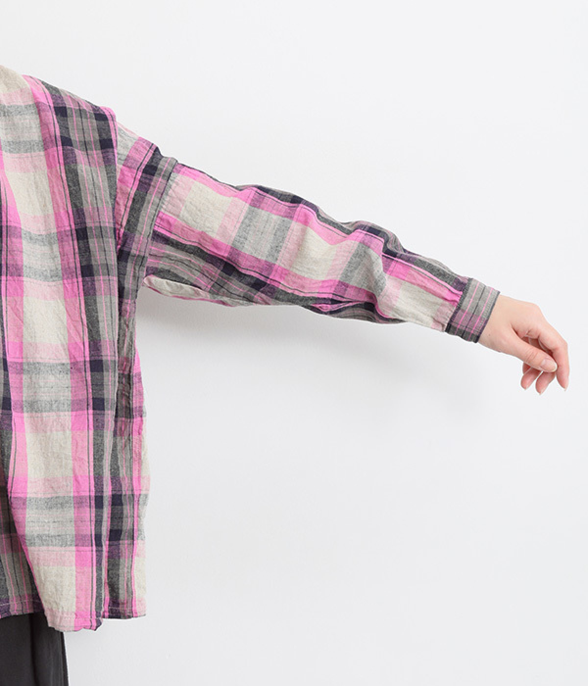 リネンコットンタータンチェックシャツ（ICHI Antiquites）の