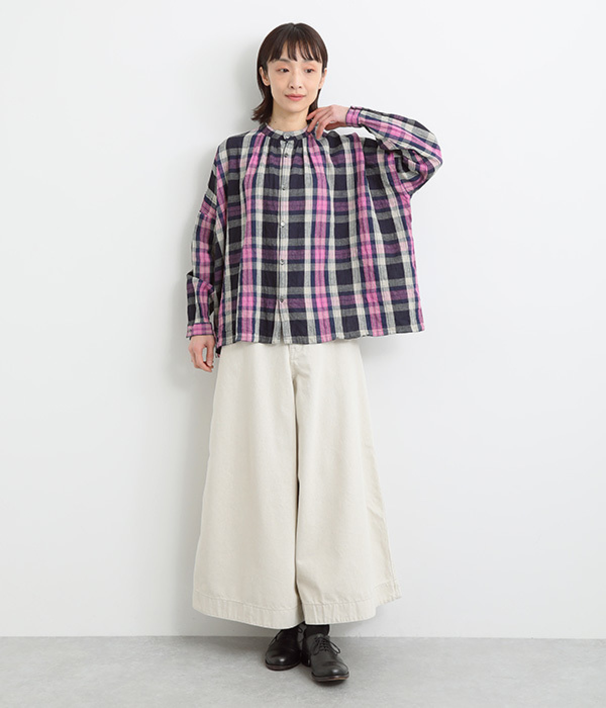 リネンコットンタータンチェックシャツ（ICHI Antiquites）の商品詳細