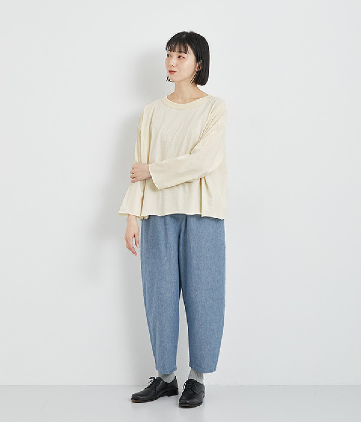 ICHI Antiquite's コットンリネンプルオーバートップス 美品 ICHI Antiquites (イチアンティークス) リネンドビー2WAYプル