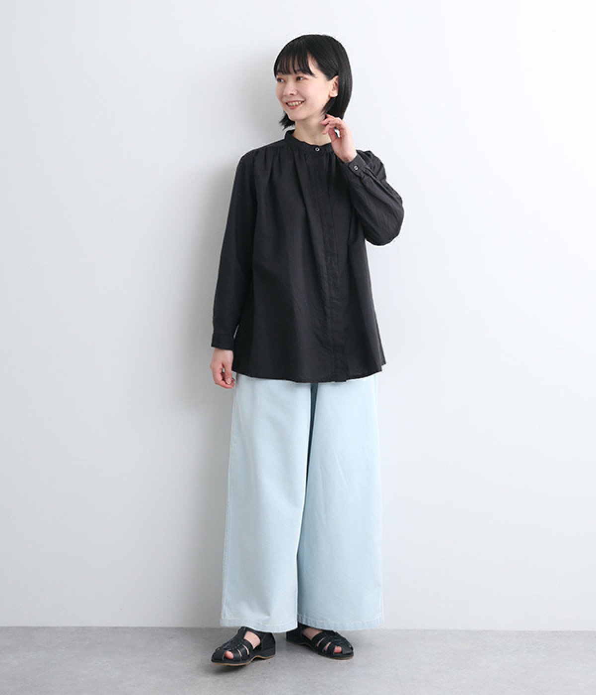 コットンリネンギャザーシャツ（ichi）の商品詳細