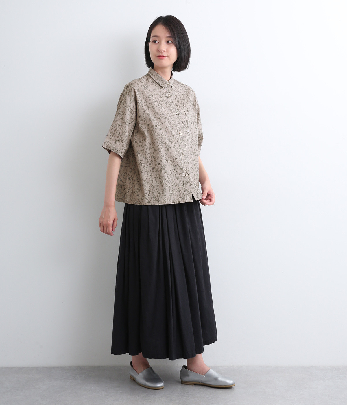 コットンリネンフラワーシャツ（ICHI Antiquites）の商品詳細