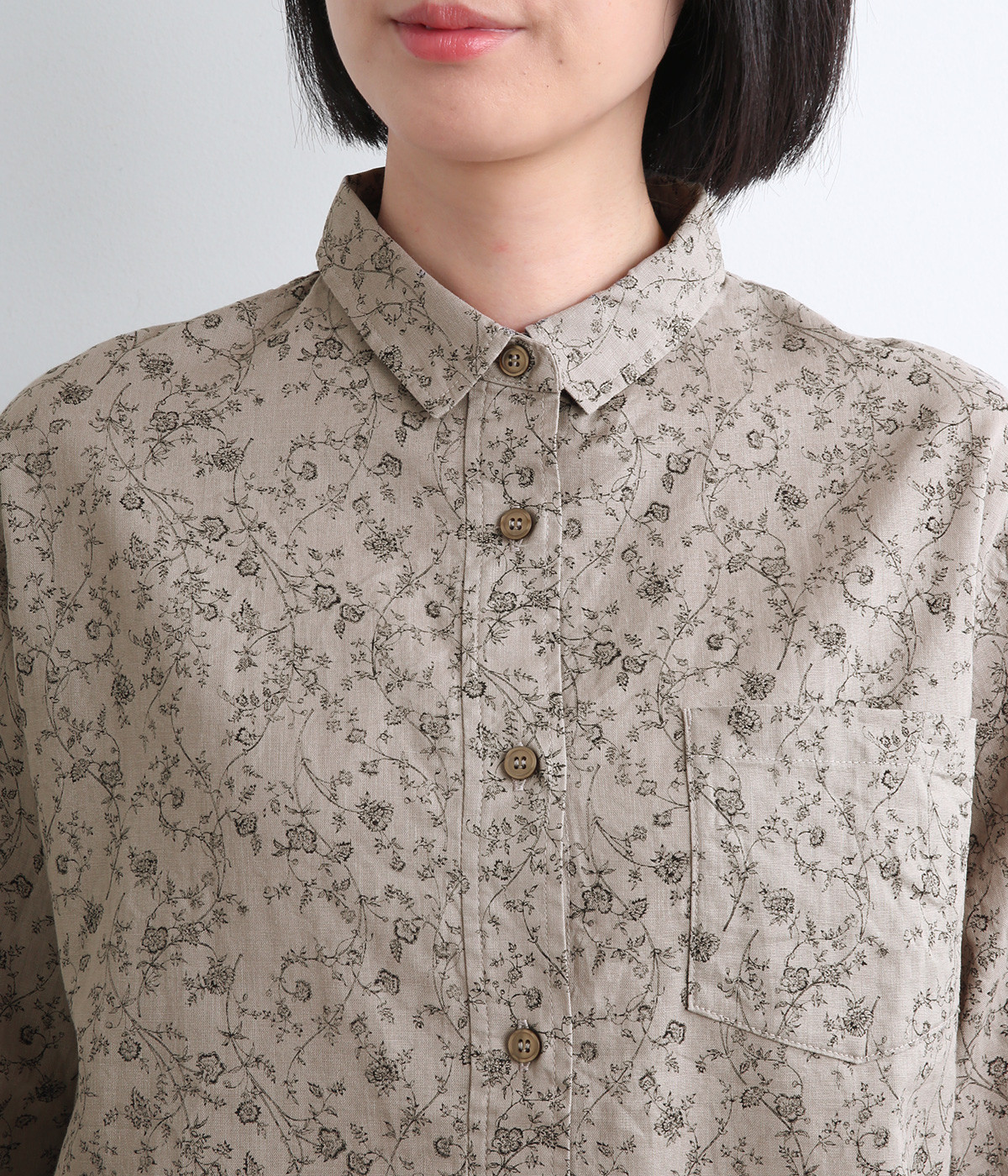 コットンリネンフラワーシャツ（ICHI Antiquites）の商品詳細