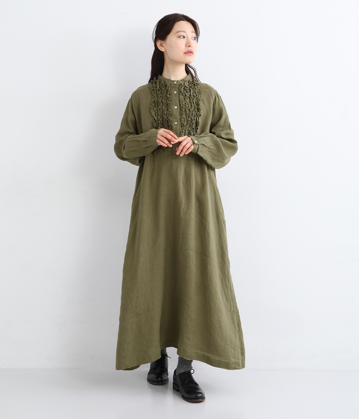 セール中‼️ナチュラン★新品未使用★ichiAntiquesリネンワンピース フレンチリネン フリルワンピース（ICHI Antiquites）の商品詳細