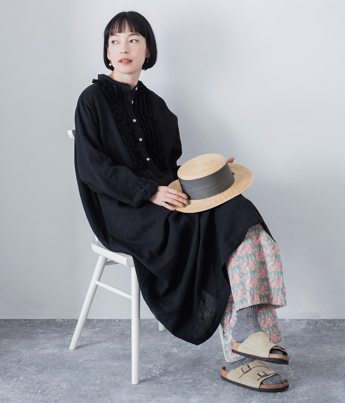 フレンチリネン フリルワンピース（ICHI Antiquites）の商品詳細