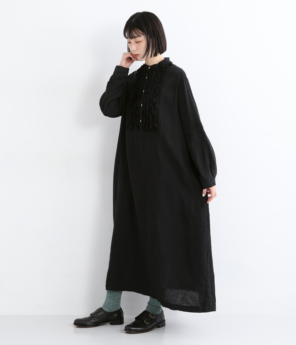 フレンチリネン フリルワンピース（ICHI Antiquites）の商品詳細