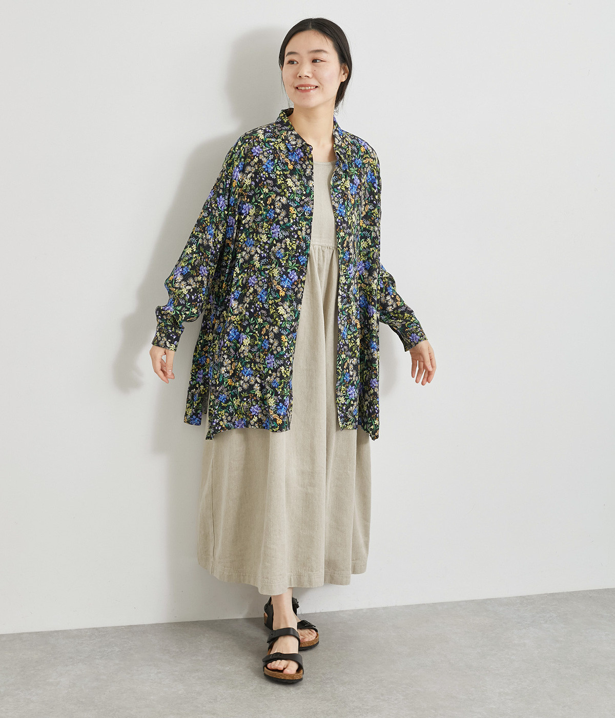 リネンコットンデニムワンピース（ICHI Antiquites）の商品詳細