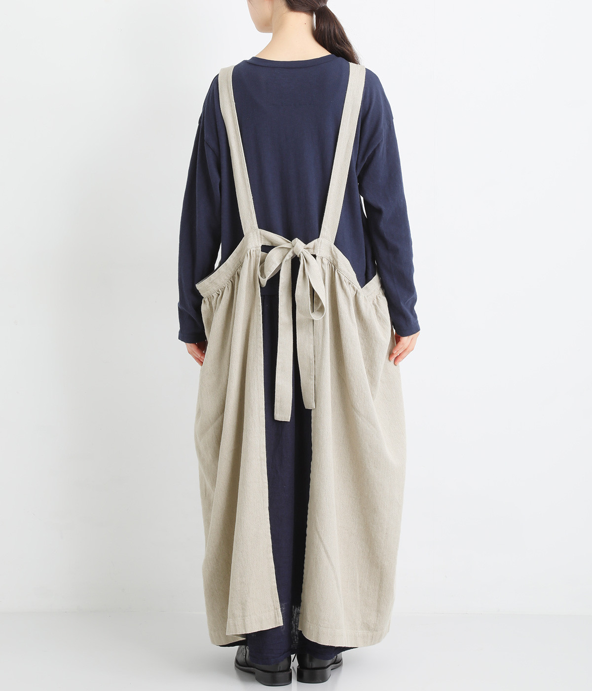 ICHI Antiquites 2wayリネンエプロンドレスワンピース ③ リネン