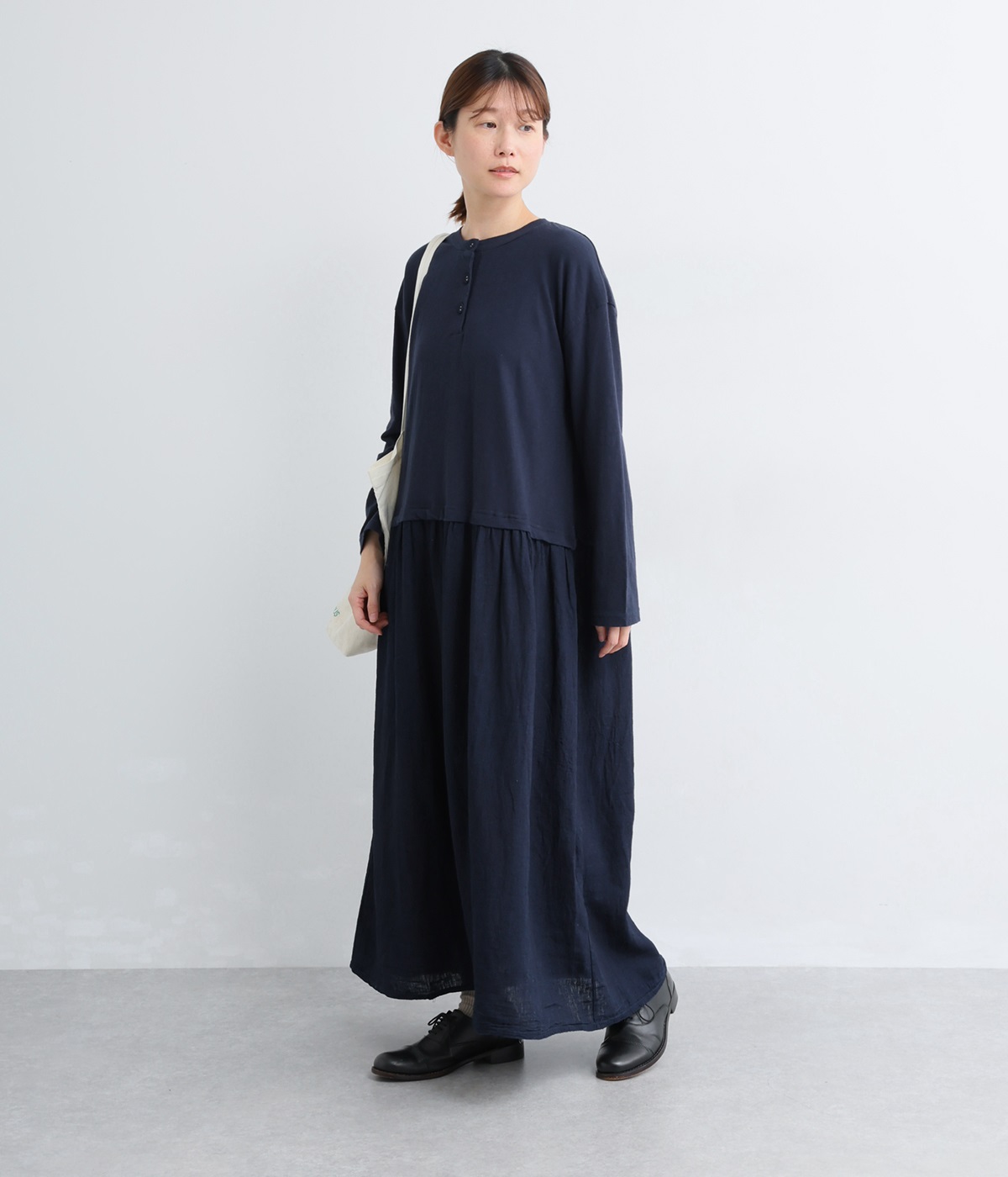 コットン クルーネックワンピース セール】 コットン クルーネックワンピース （ロング・マキシ丈