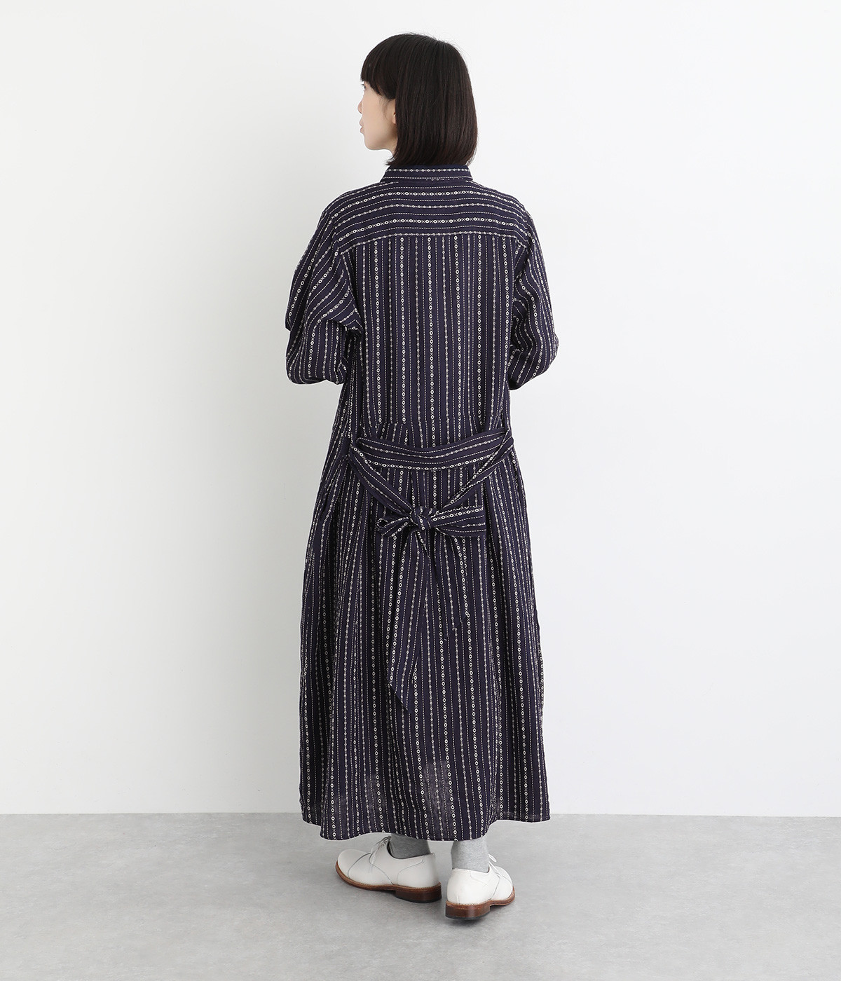 リネンコットンドビーストライプシャツワンピース（ICHI