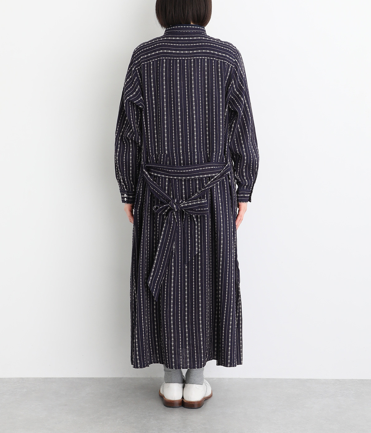 リネンコットンドビーストライプシャツワンピース（ICHI Antiquites
