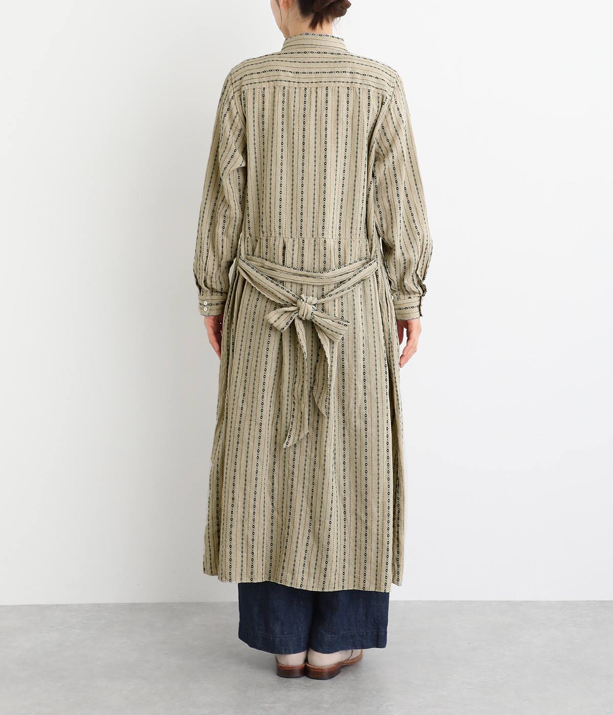 ichi Antiquites 東炊きドビーストライプワンピース ichi Antiquités｜INDIGO Linen Dobby Stripes Dress - ichi