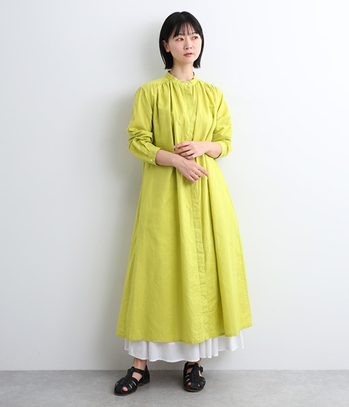 コットンリネンギャザーワンピース（ichi）の商品詳細