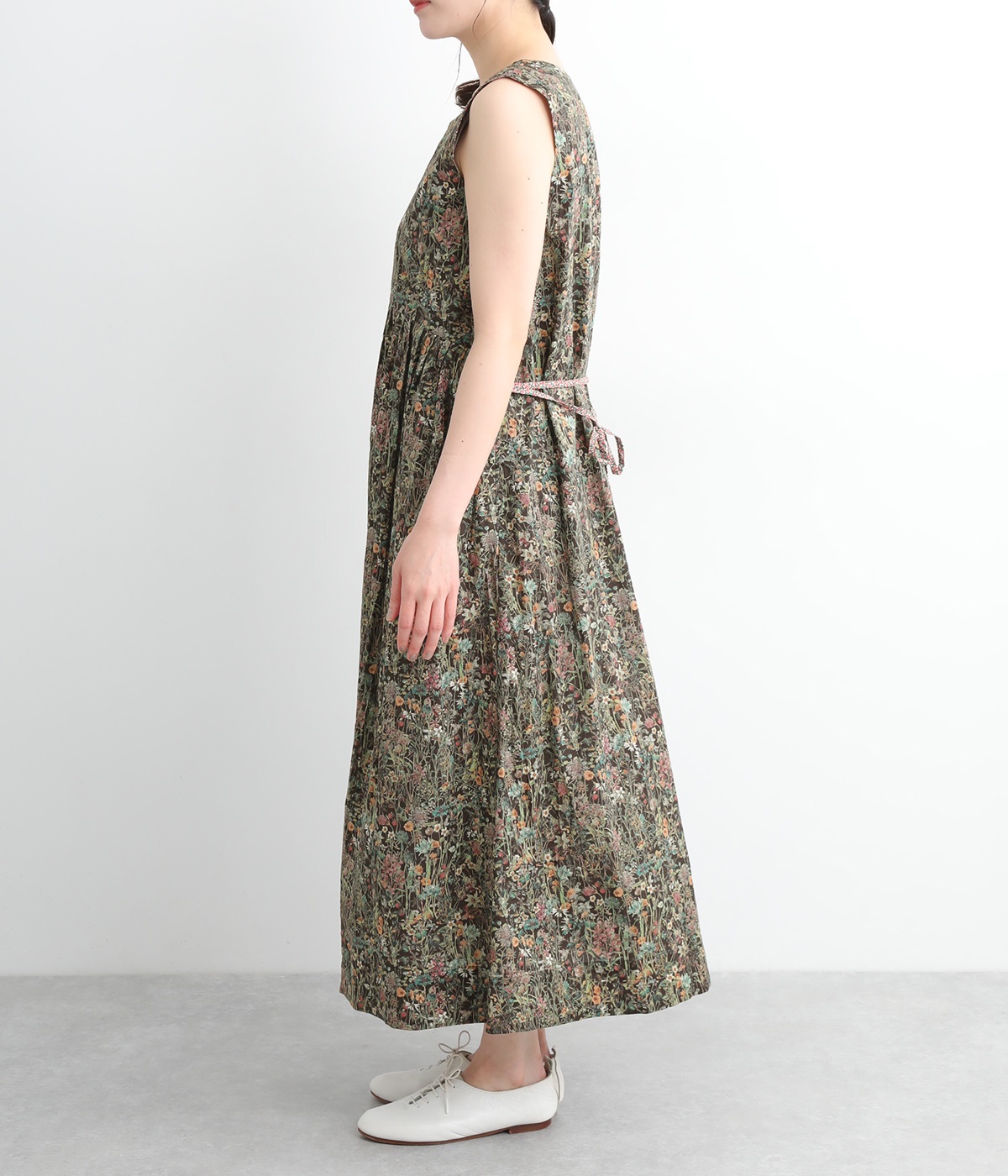 新品　シルク混　レディース　ワンピース　リバティ風柄　絹　SILK　コットン シルク長袖ワンピース | Pure silk collection