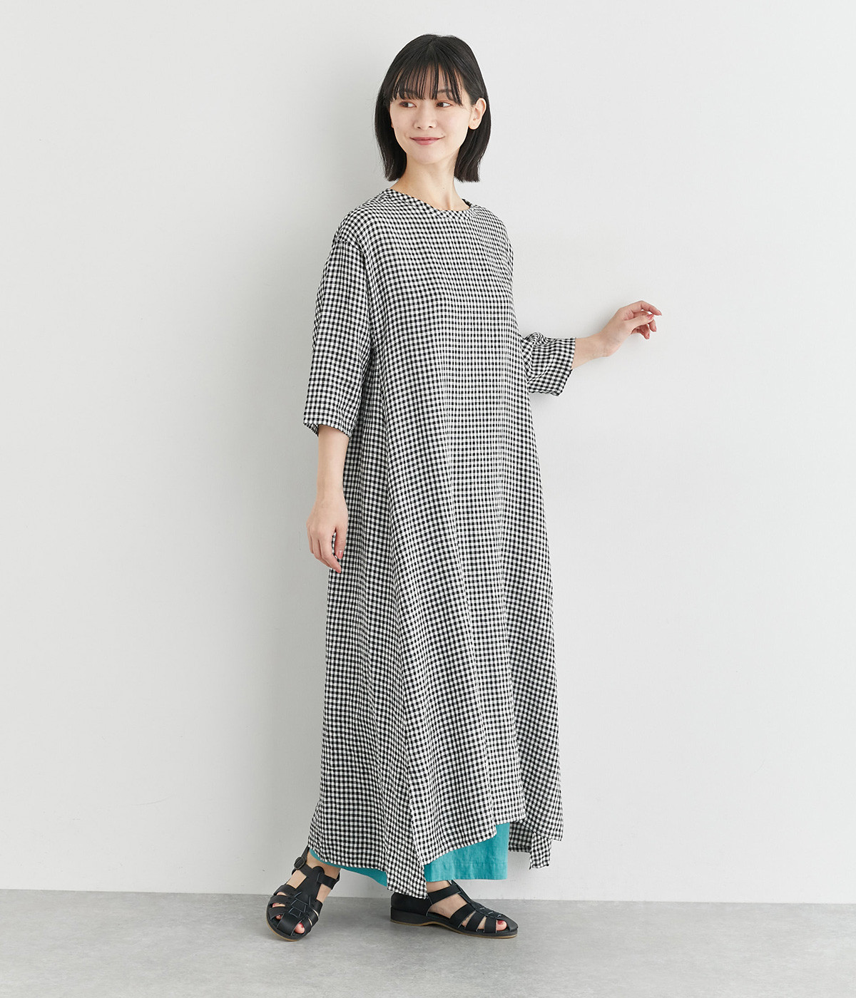 未使用⭐️イチアンティークス リネン コットン ギンガムチェック ワンピース イチアンティークス 美品 コットンリネンワンピース ギンガム
