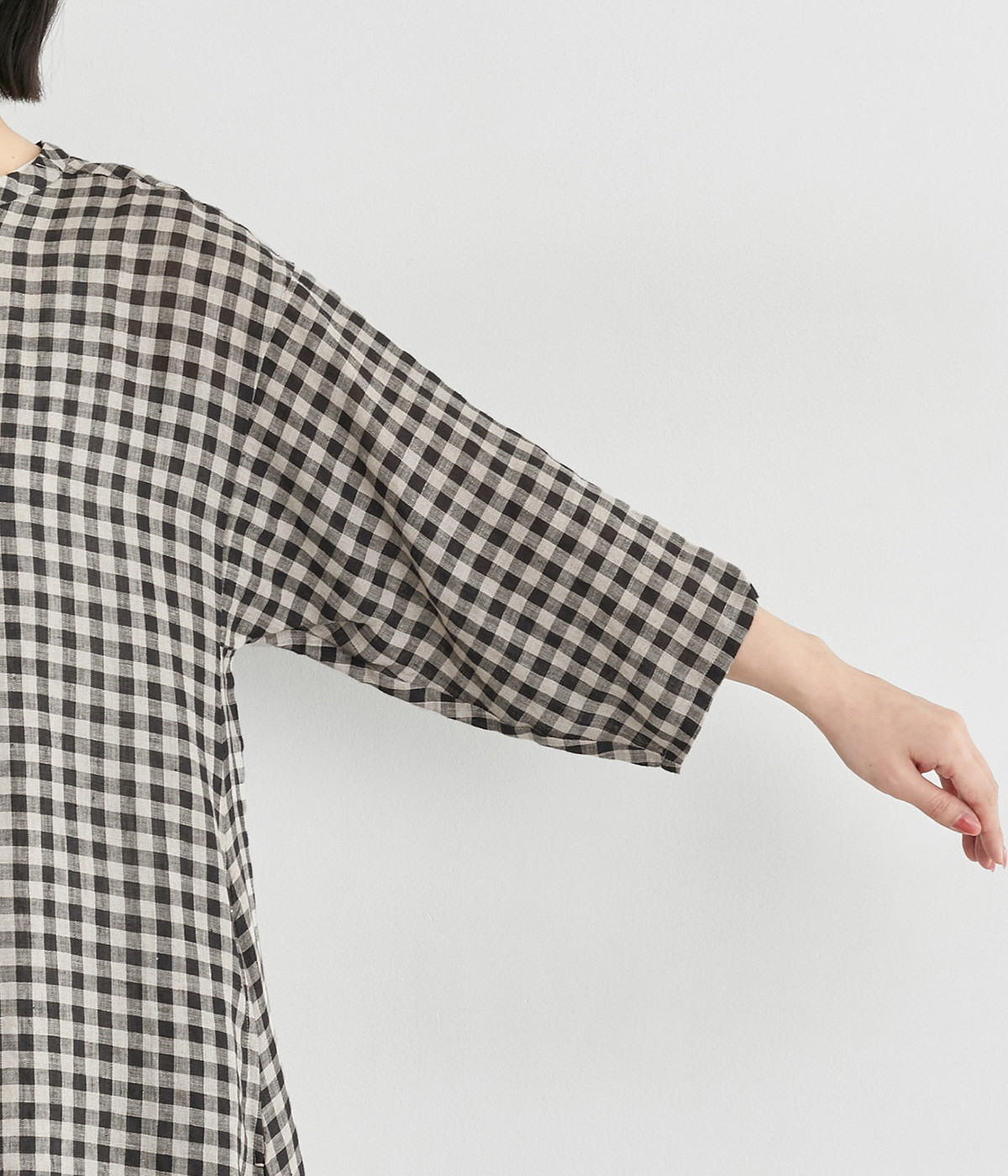 リネンギンガムチェックワンピース（ICHI Antiquites）の商品詳細