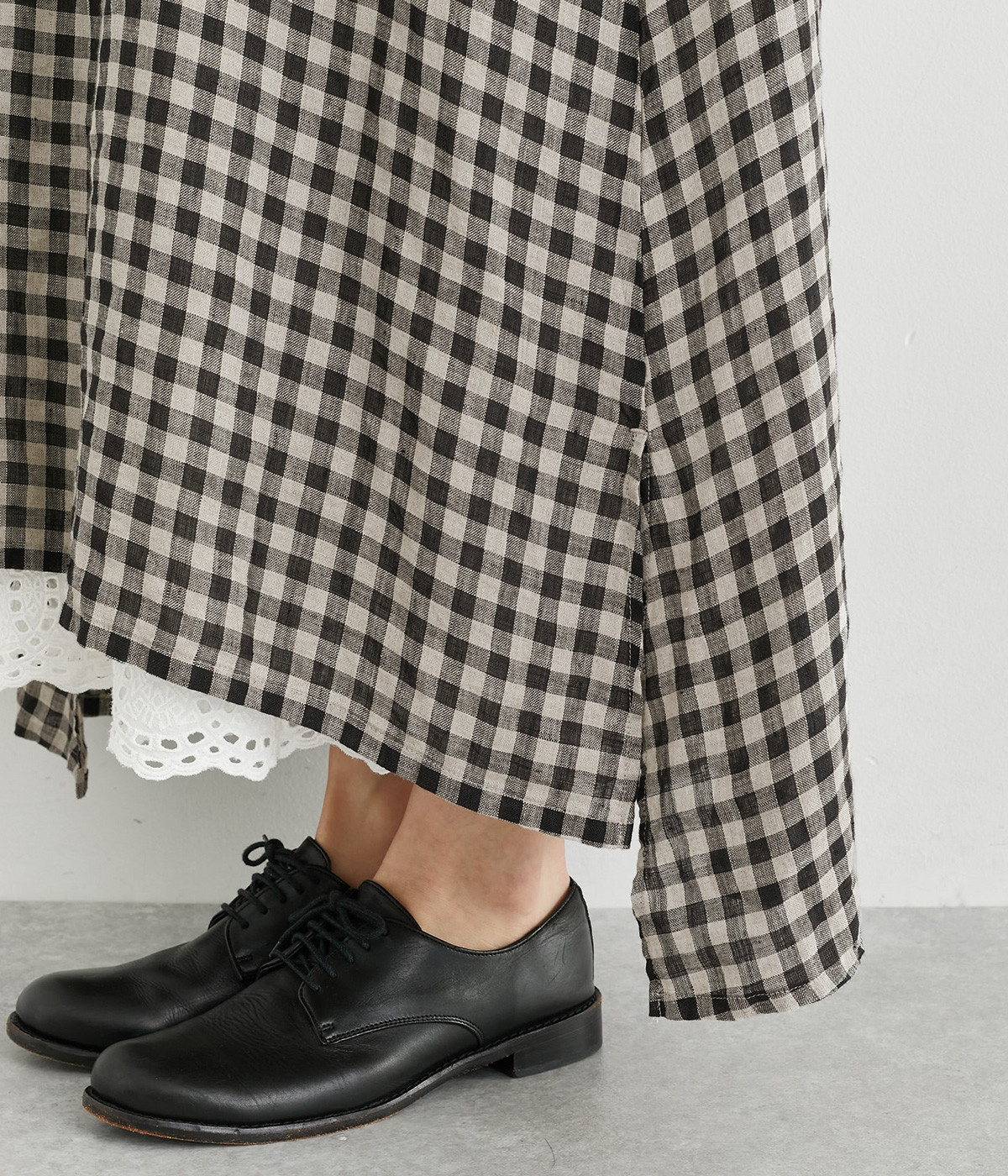 リネンギンガムチェックワンピース（ICHI Antiquites）の商品詳細