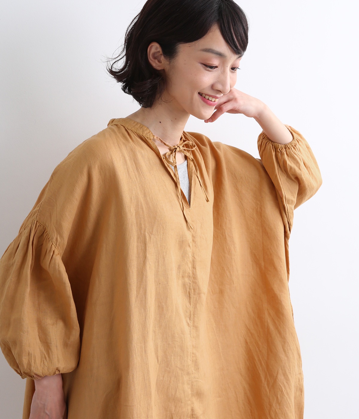 セール中‼️ナチュラン★新品未使用★ichiAntiquesリネンワンピース リネンナチュラル手染めワンピース（ICHI Antiquites）の商品詳細