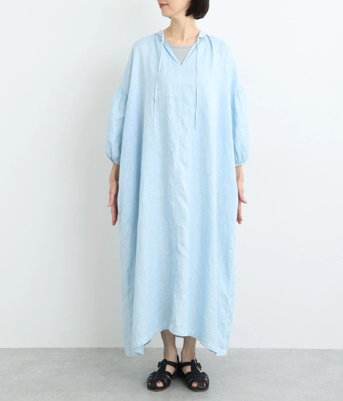 リネンナチュラル手染めインディゴワンピース（ICHI Antiquites）の