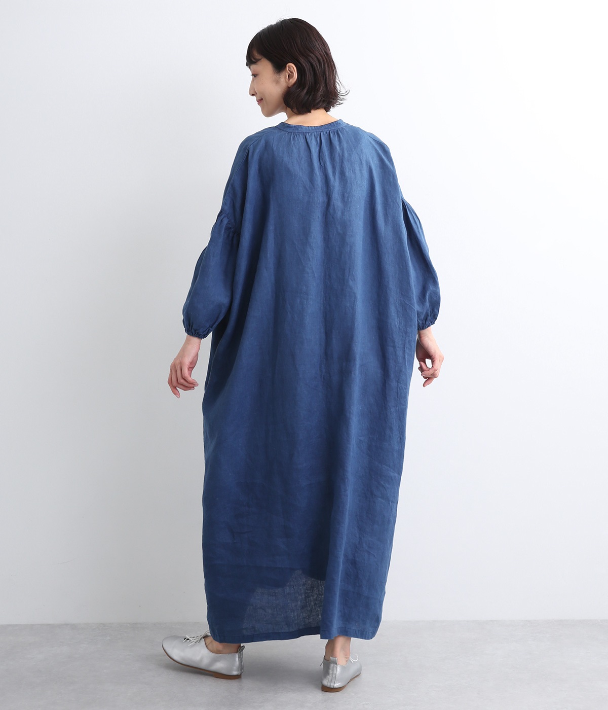 リネンナチュラル手染めインディゴワンピース（ICHI Antiquites）の